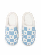 Blue & White Star Checked Indoor / Outdoor Slippers