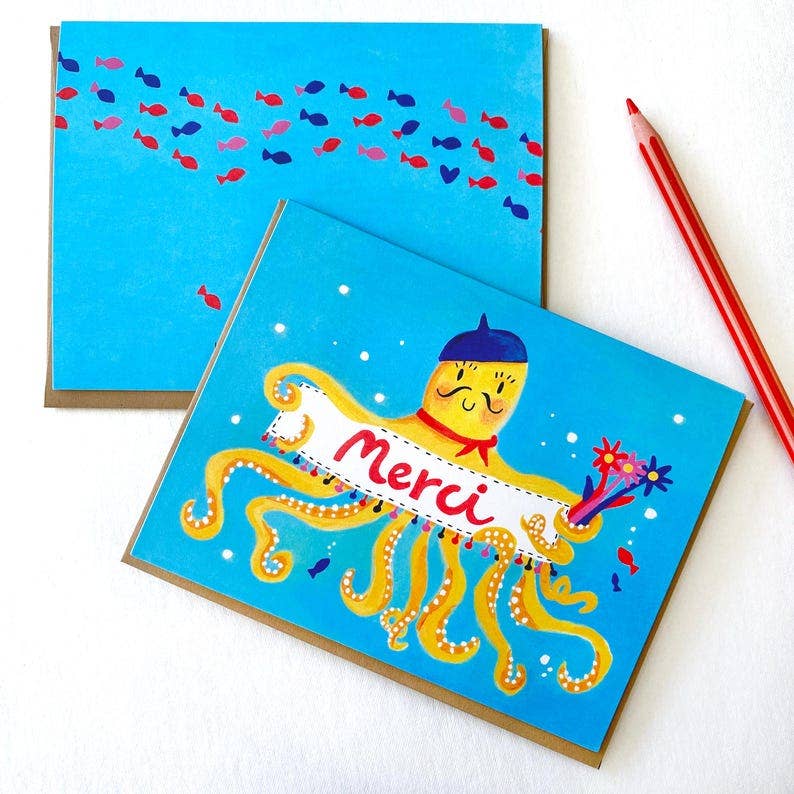 Octopus Merci Greeting Card