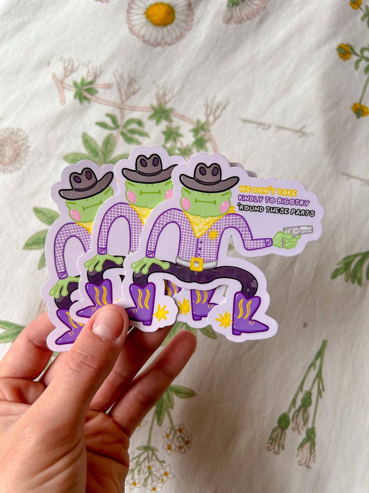 Pride Cowboy Frogs | We Don't Take Kindly to Bigotry Sticker