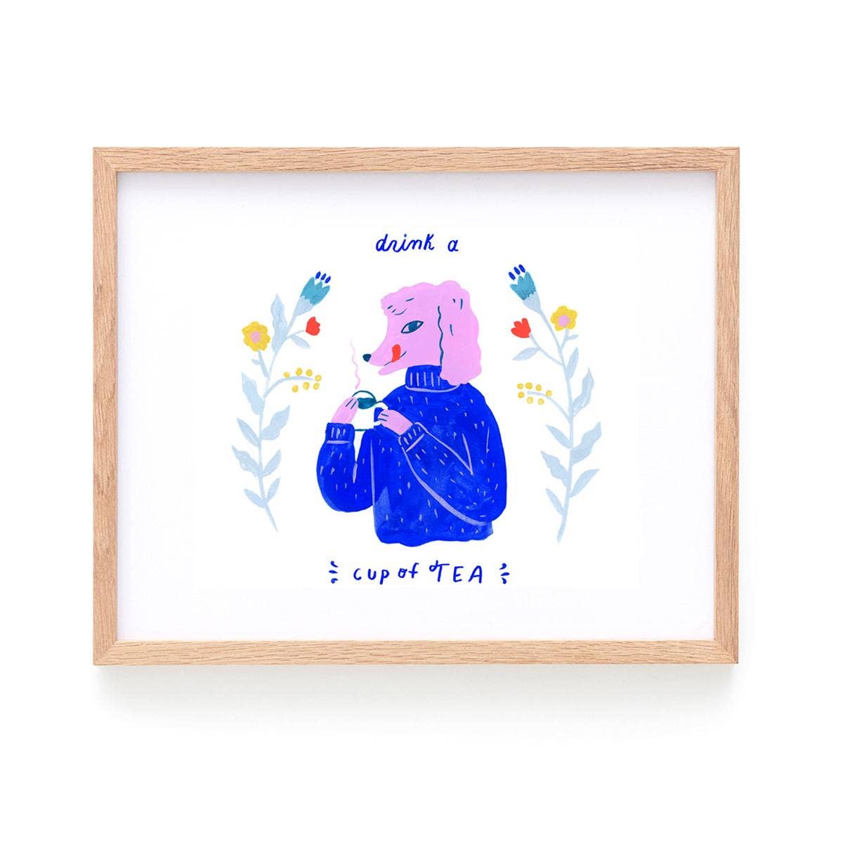 Art Print: Poodle Drinking Tea By Sarah Walsh