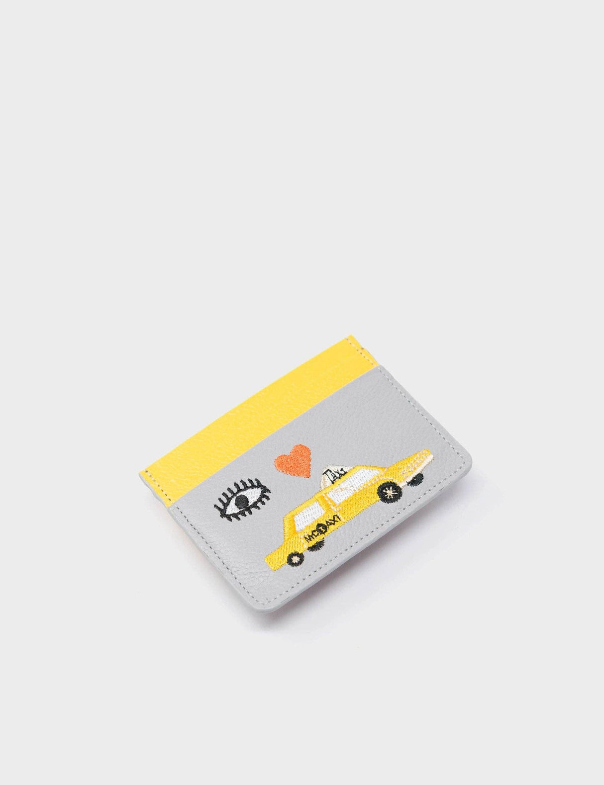 Eye Love New York Embroidery Filium Moonwalk Gray Leather Cardholder