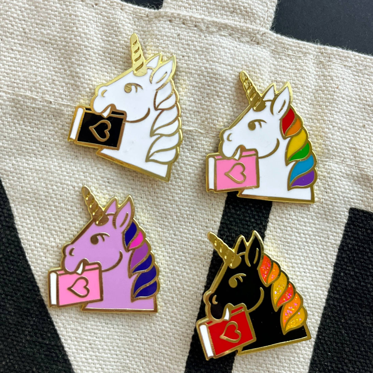 Bookish Unicorn enamel pin - Medieval Fantasy
