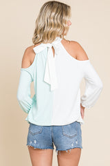 Cold Shoulder Color Block Top