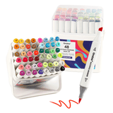Dual-Tip Alcohol-Based Marker Set Of 48 With Coloring Book