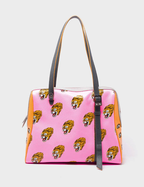Esther Bubblegum Pink Satchel Bag - Blazing Tiger Print