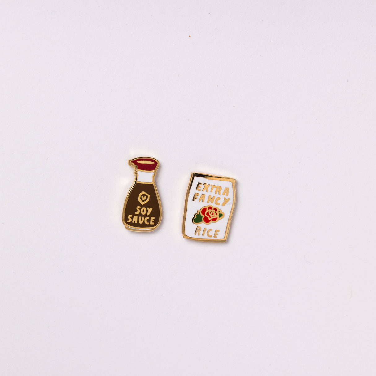 Soy Sauce & Rice Earrings - Gold Foodie Statement Earrings