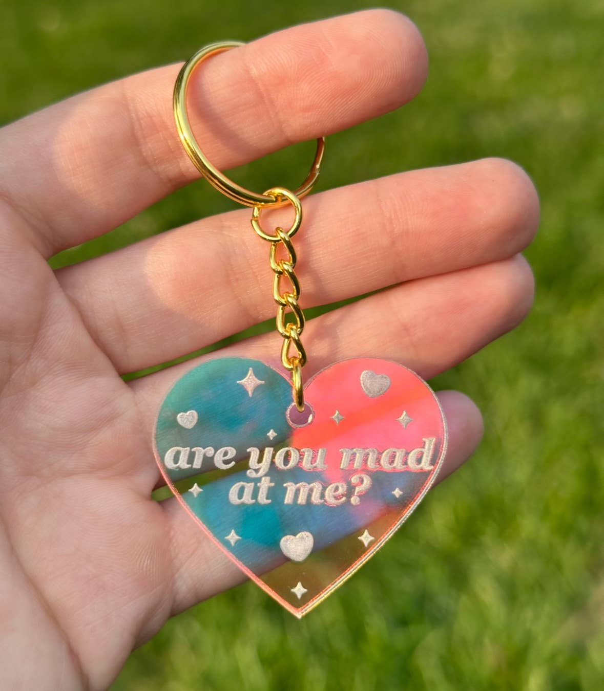 Are You Mad At Me? Iridescent Acrylic Keychain