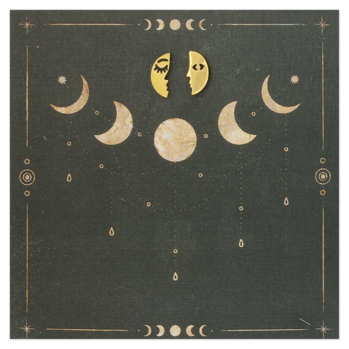 Lunar Reflections Gold Moon Post Earrings