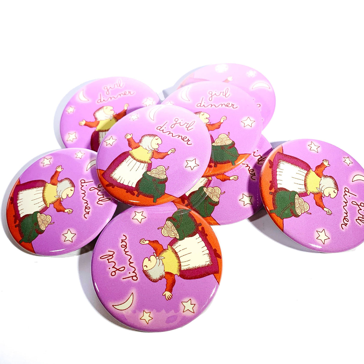 Girl Dinner Pinback Button