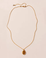 Shield of Strength Long Medallion Necklace - Tiger Eye