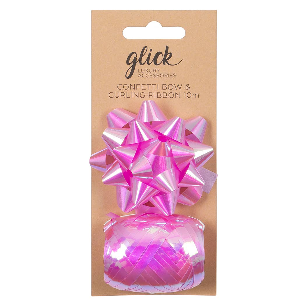 Iridescent Baby Pink Bow + Curling Ribbon Multipack