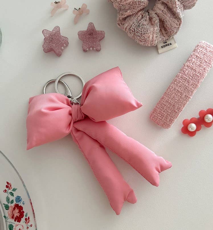Puffy Bow Bag Charm or Keychain