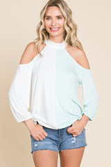 Cold Shoulder Color Block Top