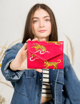 Fiona Jester Red Leather Wallet - Tiger Rumble Design