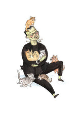 Frankhisstein - Frankenstein Monster with Cats Print