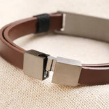 Men's leather bracelet in brown / gunmetal S/M