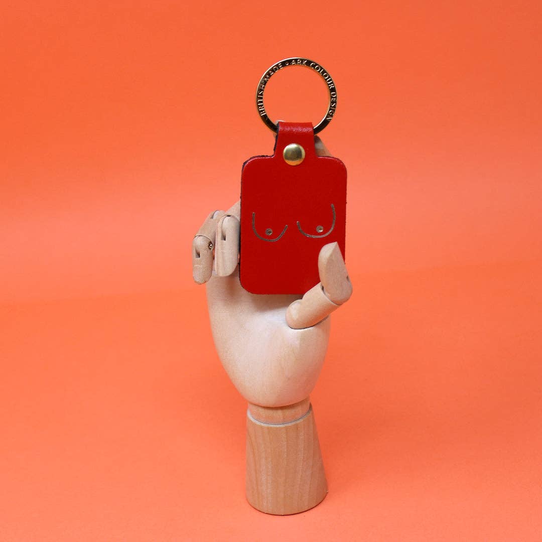 Leather Boobs Key Fob