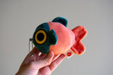 Mochi Fish Fry Plush Keychain - Coral and Dark Green