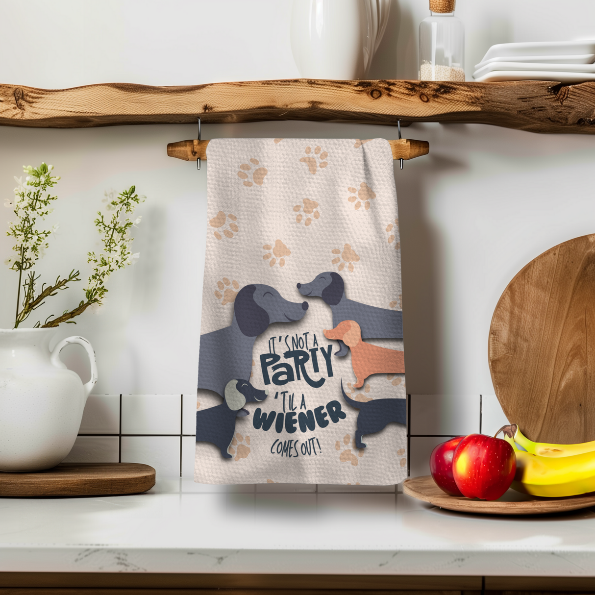 It's Not a Party 'Til a Wiener Comes Out Tea Towel