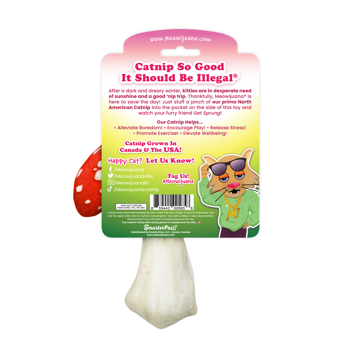 Get Sprung Marvelous Mushroom Refillable Catnip Cat Toy