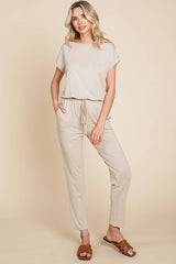 Boat Neck Solid Jumpsuit