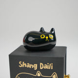 'I am here' handmade Lamp work glass black cat figurine