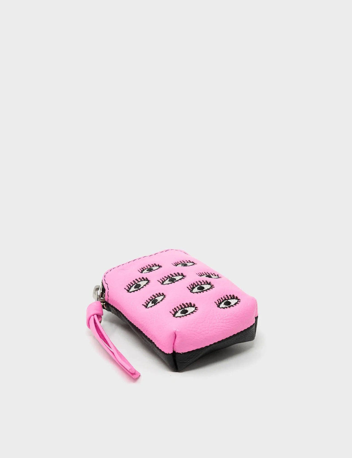 Florence Pouch Charm - Bubblegum Pink Leather All Over Eyes Embroidery
