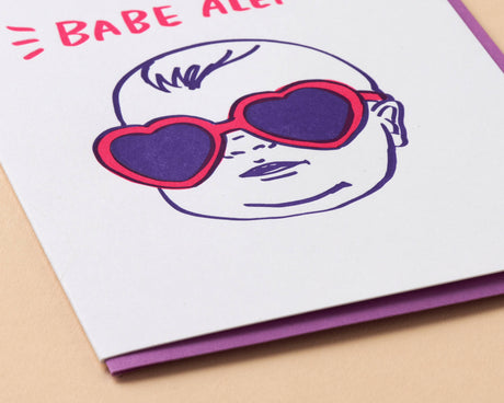 Babe Alert Letterpress Greeting Card