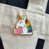 Bookish Unicorn enamel pin - Medieval Fantasy
