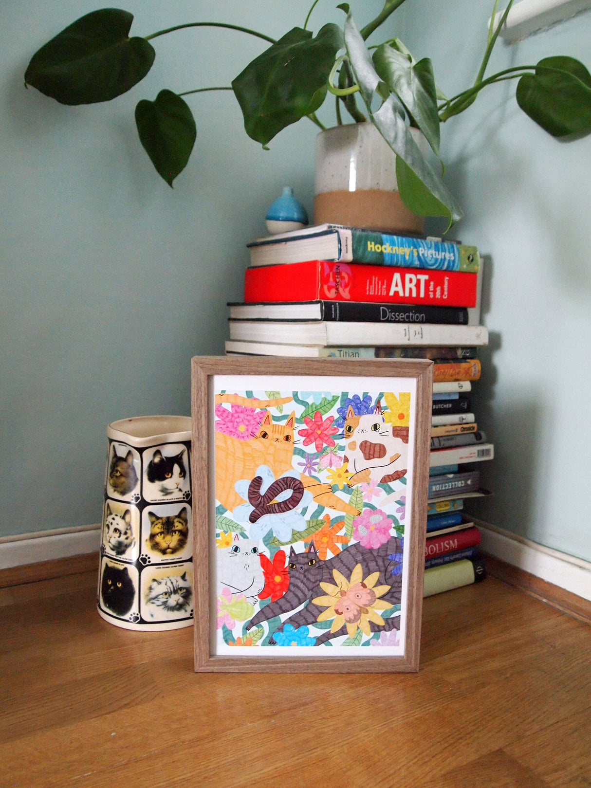 Cats, Bugs and Flowers A4 Art Print