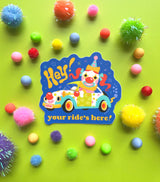 Your Ride's Here Clown Car Vinyl Sticker