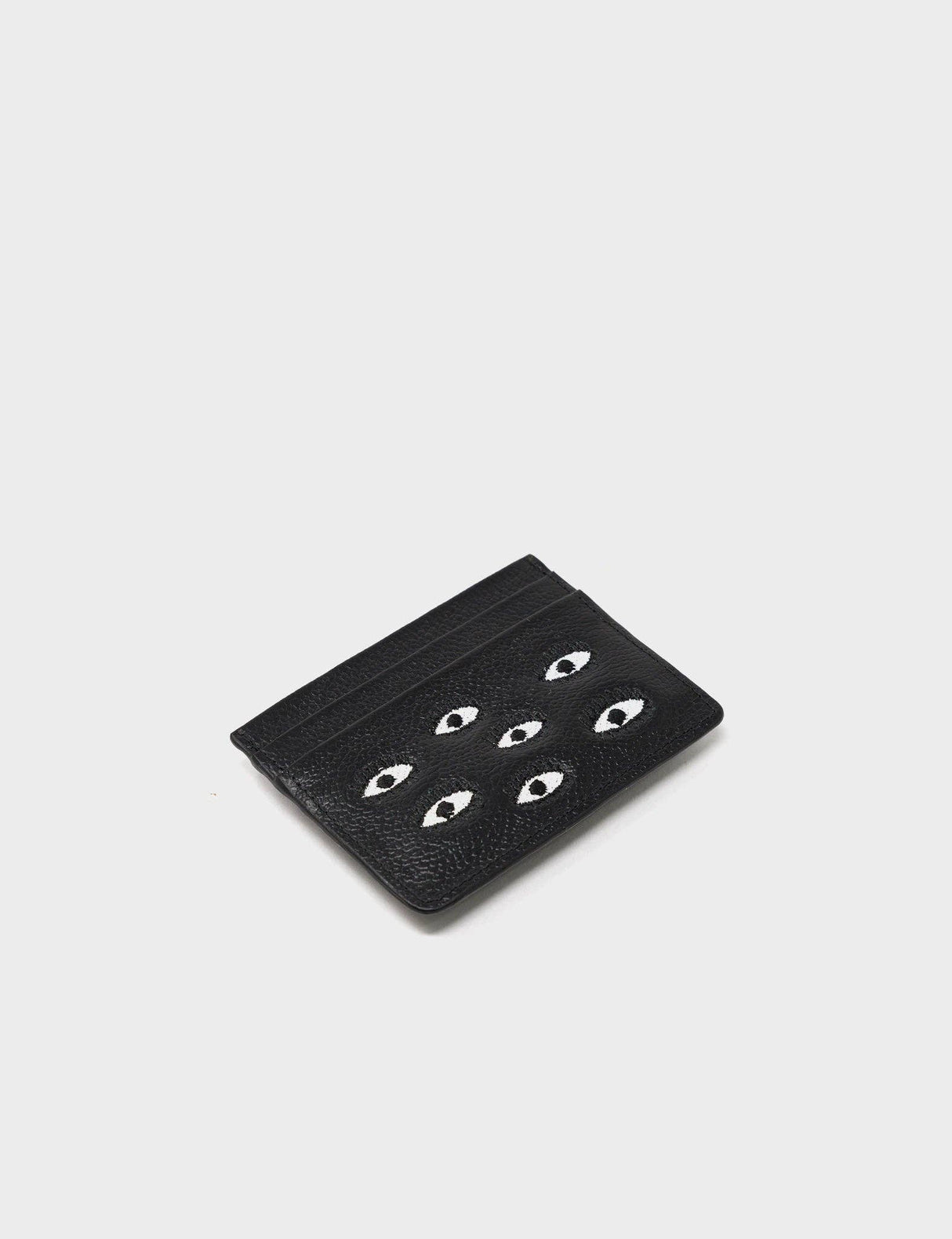Filium Black Leather Cardholder - All Over Eyes Embroidery