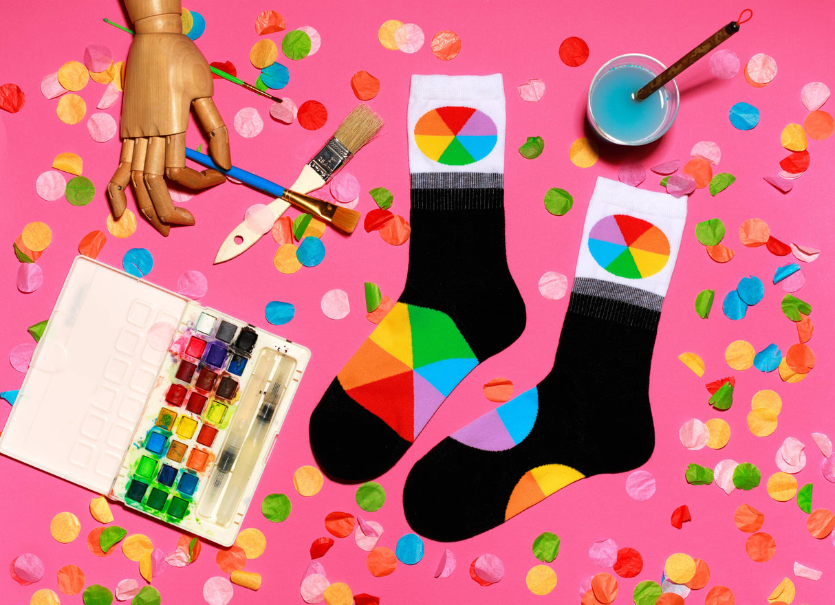 Men's Socks - Color Wheel Crew Socks - Artsy Designer Gift