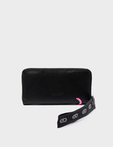 Francis Black Leather Wallet - Urban Doodles Applique