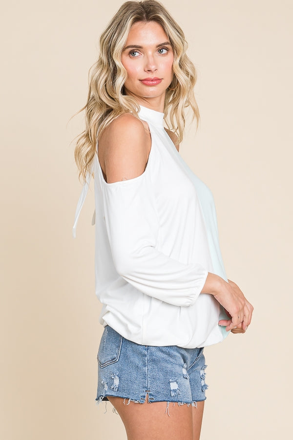 Cold Shoulder Color Block Top
