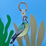 Leather Feral Pigeon Key Fob