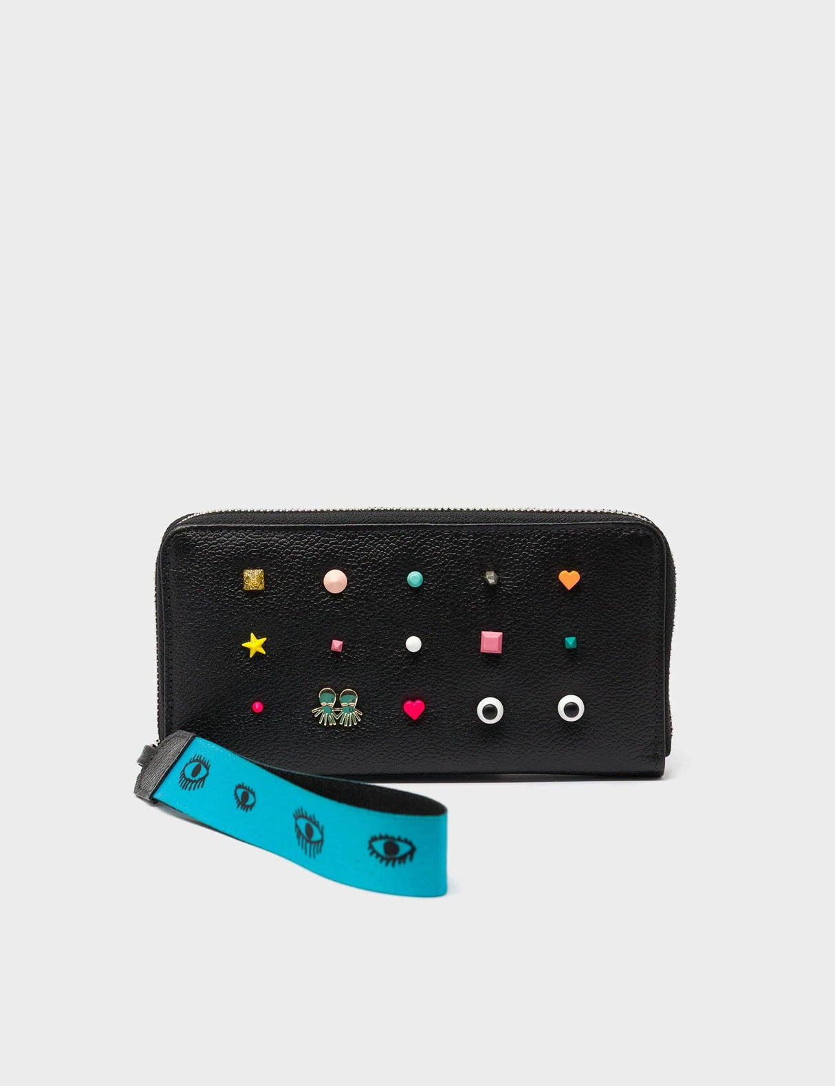 Francis Black Leather Wallet - Studs