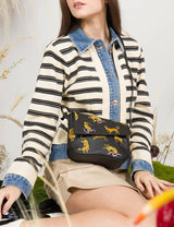 Bruno Mini Crossbody Black Leather Bag - Tiger Rumble Design