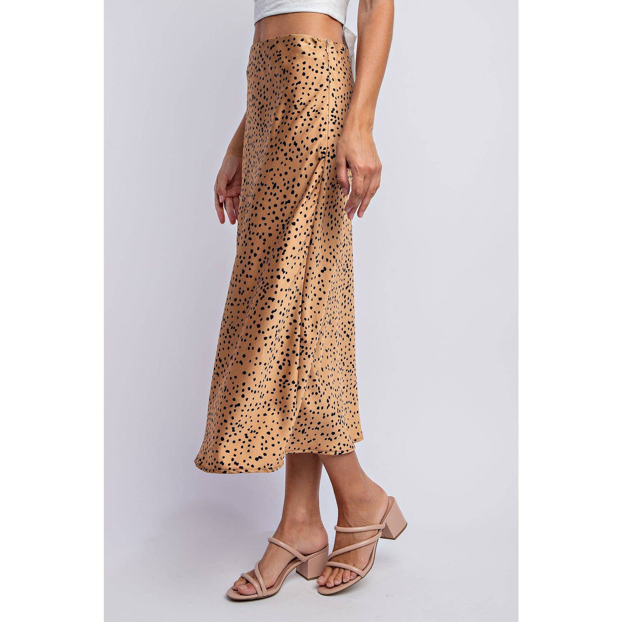 Satin Midi Dot Skirt