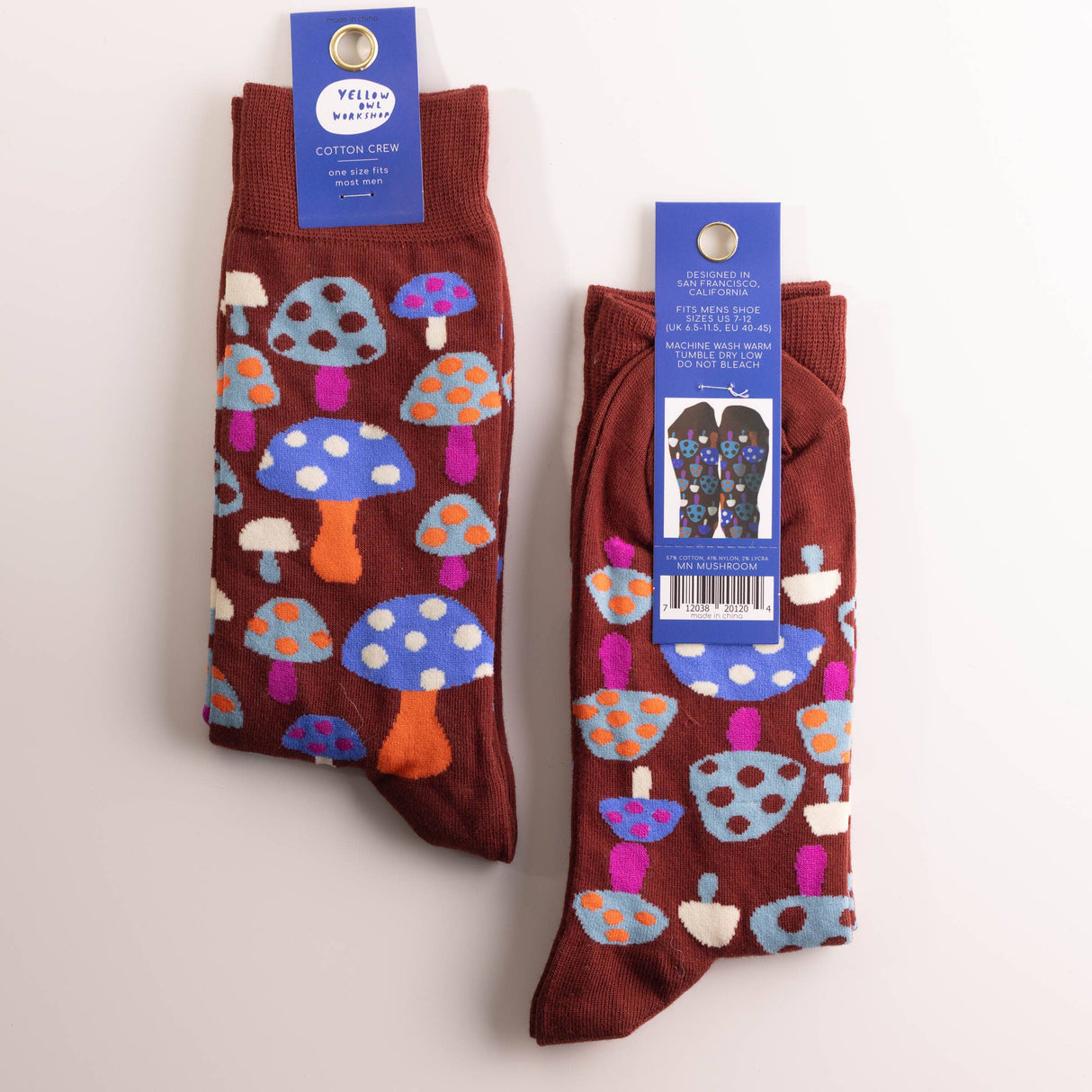 Mushroom Socks - Men's Vintage Retro Crew Socks