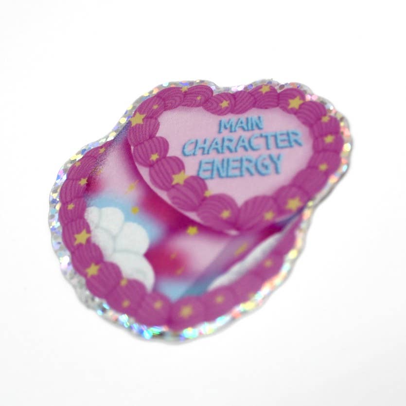 Main Character Energy Cake Glitter Sticker