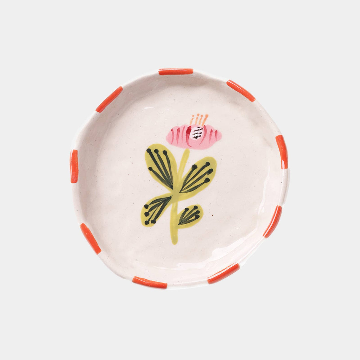 Pink & Red Flower Handmade Ceramic Trinket Tray