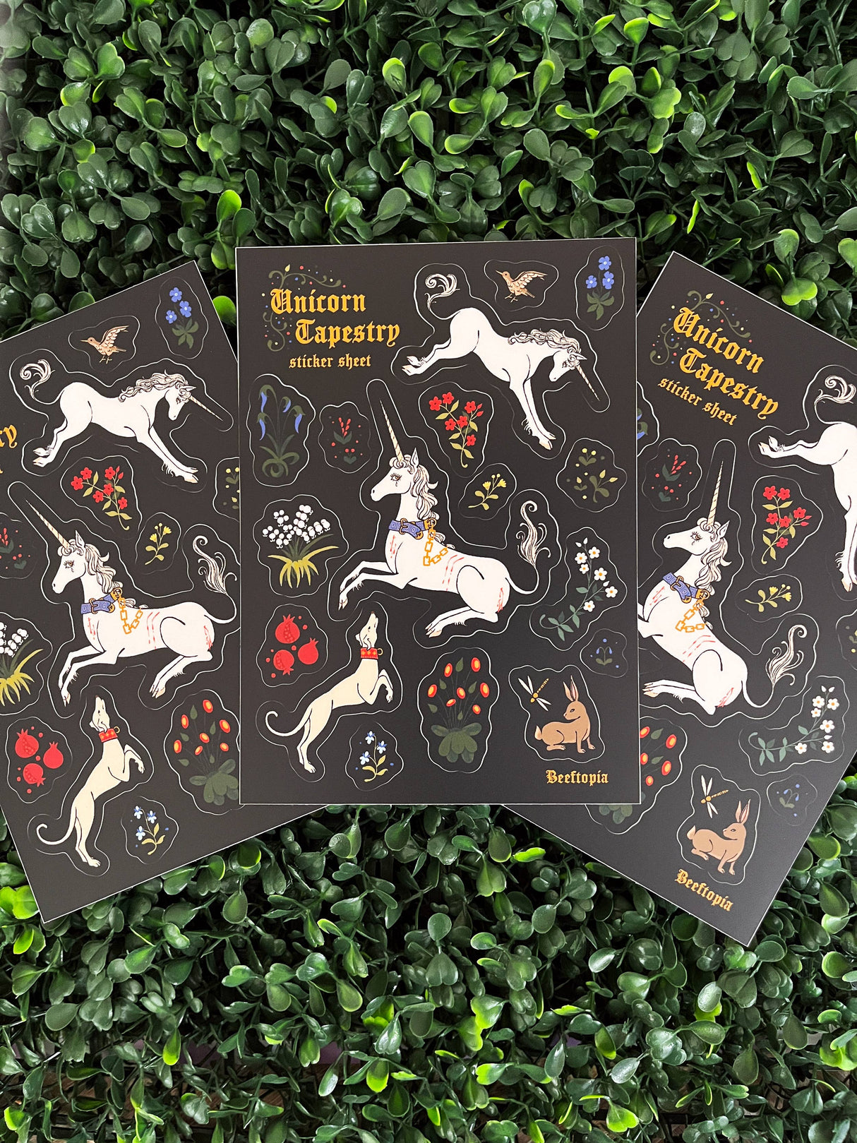 Unicorn Tapestry Medieval Sticker Sheet