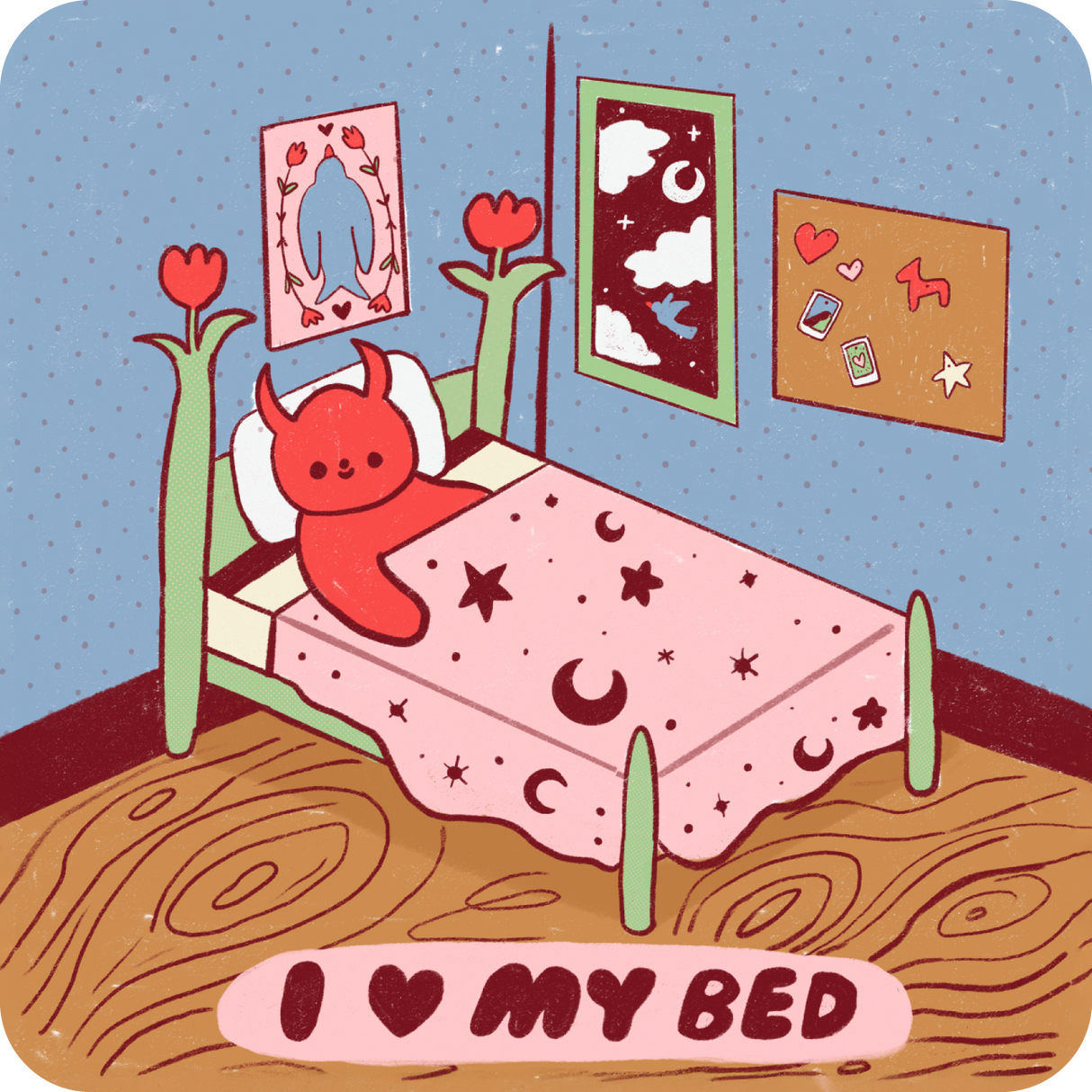 I Love My Bed Sticker