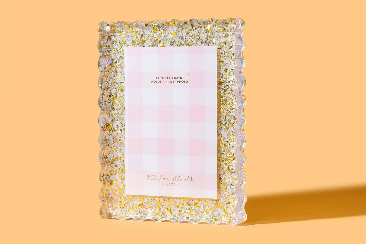 Medium Picture Frame - Pearl + Gold Confetti