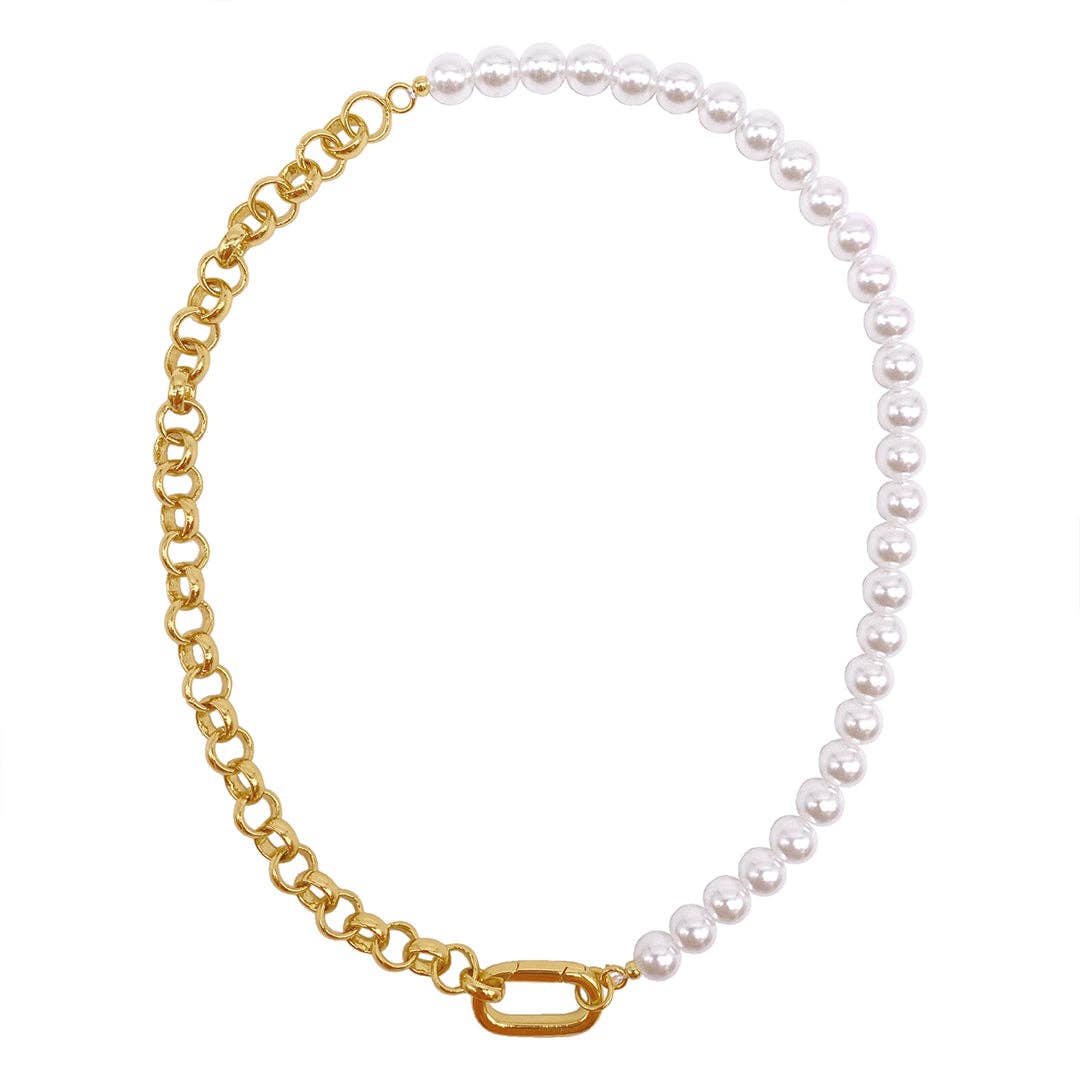 Pearl Chain + Gold Necklace 14KGP