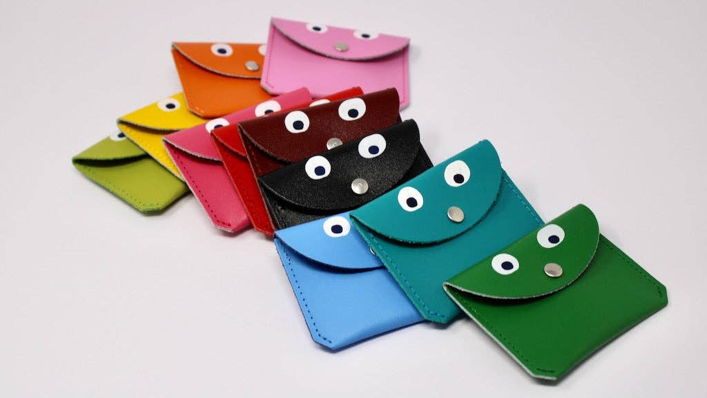 Leather Mini Money Googly Eye Purse