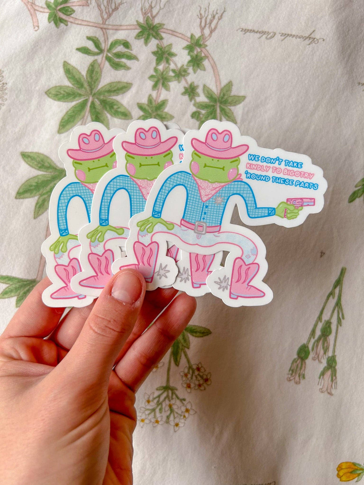 Pride Cowboy Frogs | We Don't Take Kindly to Bigotry Sticker