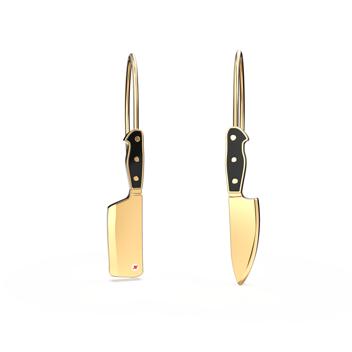 Chef's Knife & Cleaver Gold Earrings