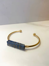 Lapis Lazuli + Gold Cuff Bangle Bracelet